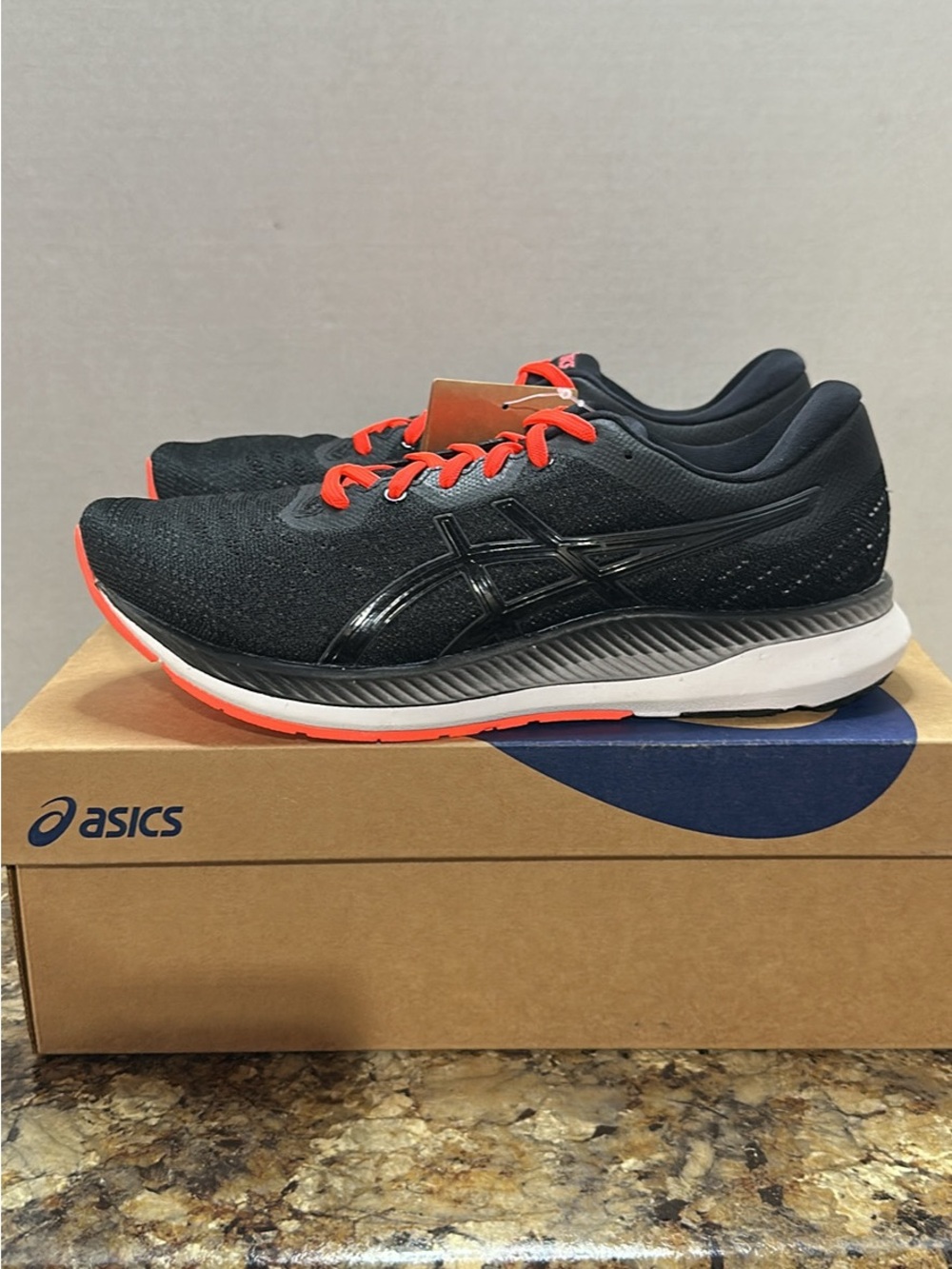 ASICS Black Running Sneakers with Coral Laces